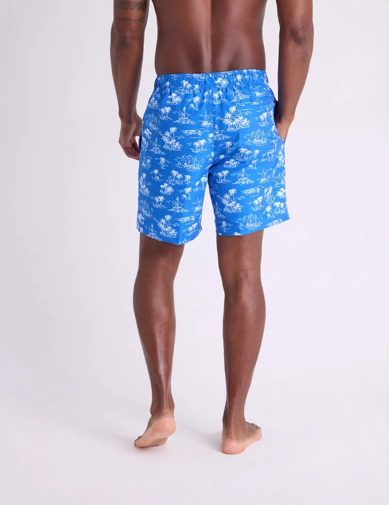 Мужские шорты для плавания U.S. Polo Assn. 7" Palm Tree Print, голубой — фото 2
