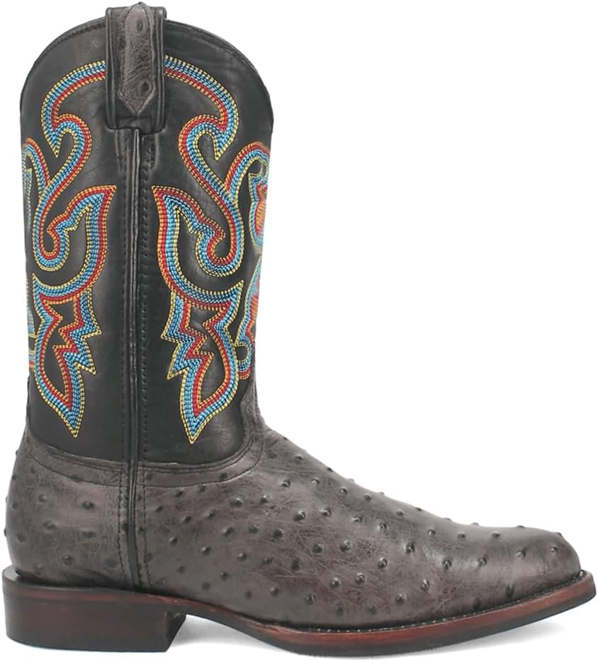 

Мужские повседневные сапоги Dingo Ranger из кожи с принтом под страуса, круглый носок, средней длины - серые