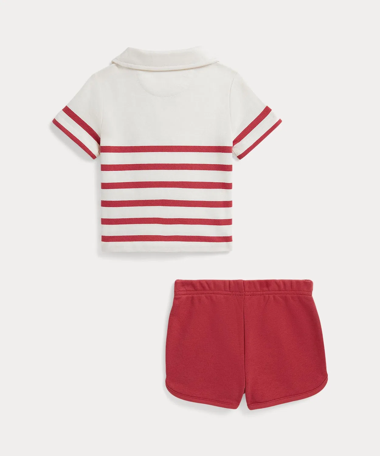 Детский костюм с вышивкой медвежонка Polo Ralph Lauren, футболка и шорты, красный — фото 2