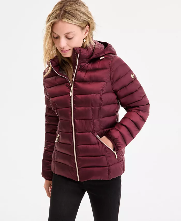 

Женское стеганое пальто Shine Packable с капюшоном Michael Kors, красный