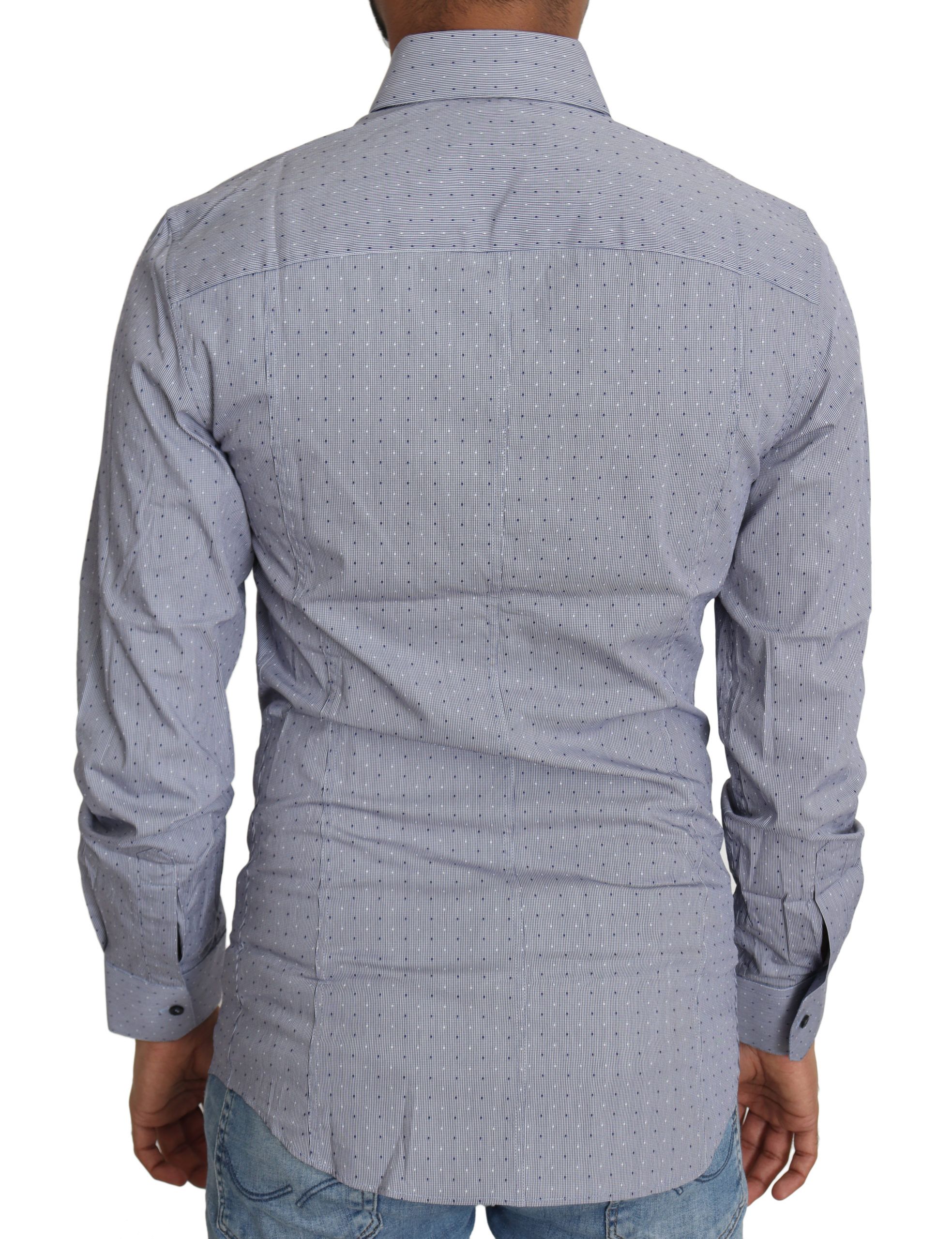 Рубашка Sicilia Slim Fit из хлопковой смеси в горошек Dolce & Gabbana, серый — фото 2