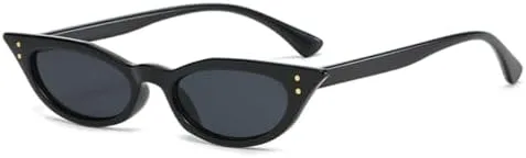 

Солнцезащитные очки «кошачий глаз» маленького размера 2026 года для женщин, винтажные, с заклепками, узкие треугольные, черные, в стиле стритвеар MTZJH, One Color