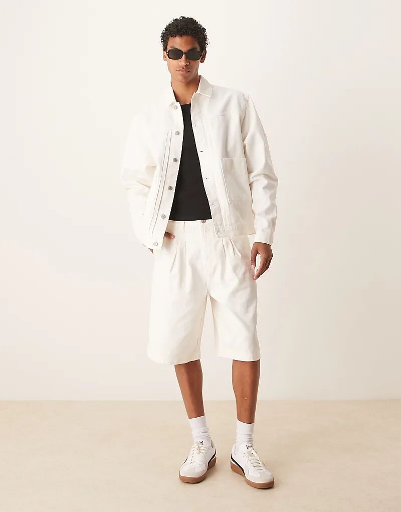 

Длинные джинсовые брюки-карго ASOS DESIGN Coord с двойными складками цвета экрю