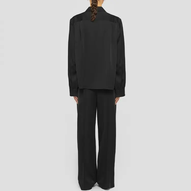 Отстегивающаяся заколка с украшениями Атласная блузка JIL SANDER, черный — фото 3