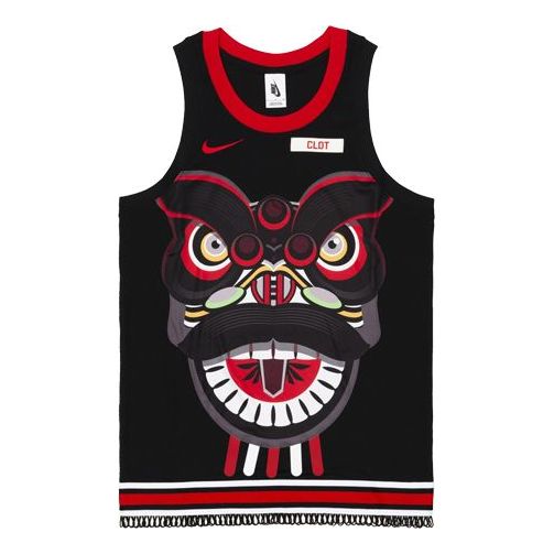 

Спортивная футболка x clot crossover chinese style printing basketball vest black Nike, черный