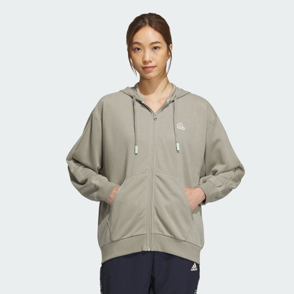

Парка Adidas Warding loose fit fleece full zip hoodie, цвет Silver Pebble