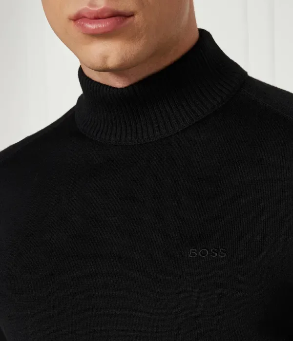 Шерстяная водолазка Avac_M regular fit Boss Orange, черный — фото 4