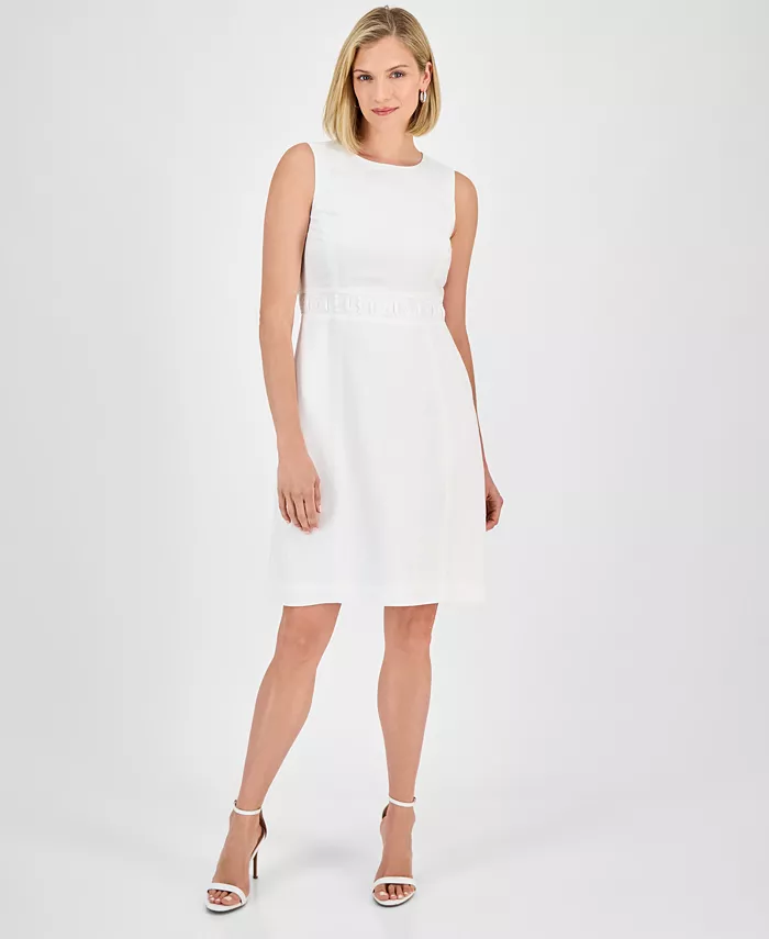 

Женское платье-футляр из смесового льна Kasper, белый