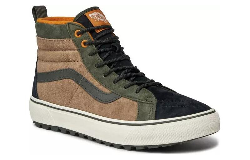 Кеды, SK8 Скейтборд обувь унисекс высокие Vans, цвет Green Brown — фото 3