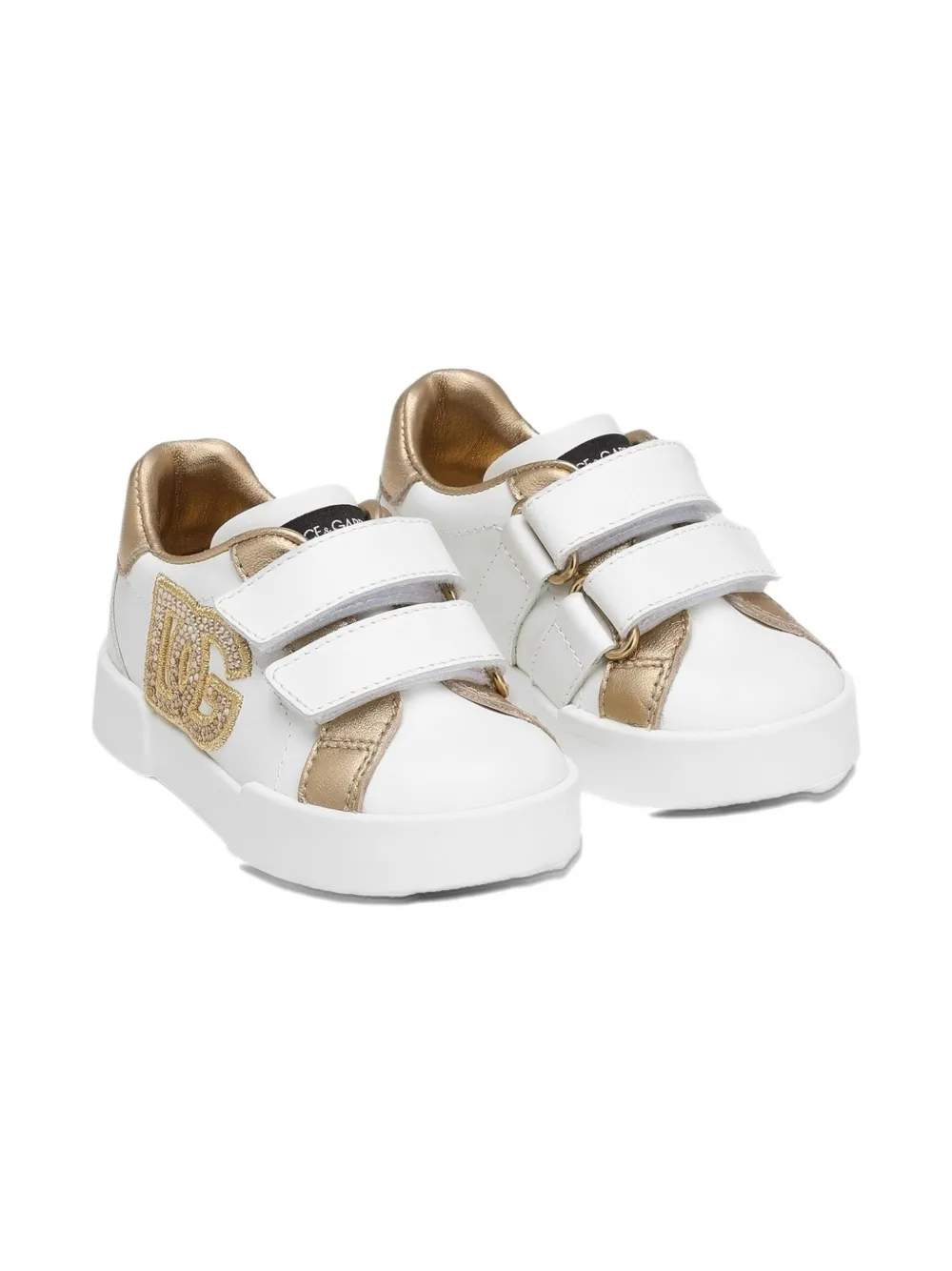 

Кроссовки с логотипом, украшенные кристаллами Dolce & Gabbana Kids, белый