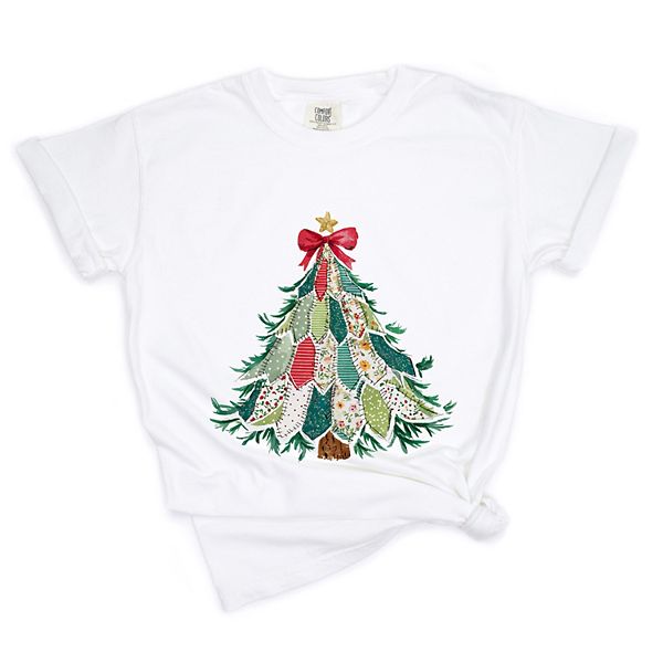 

Футболка с принтом Christmas tree stitched, женская, garment dyed Simply Sage Market, White