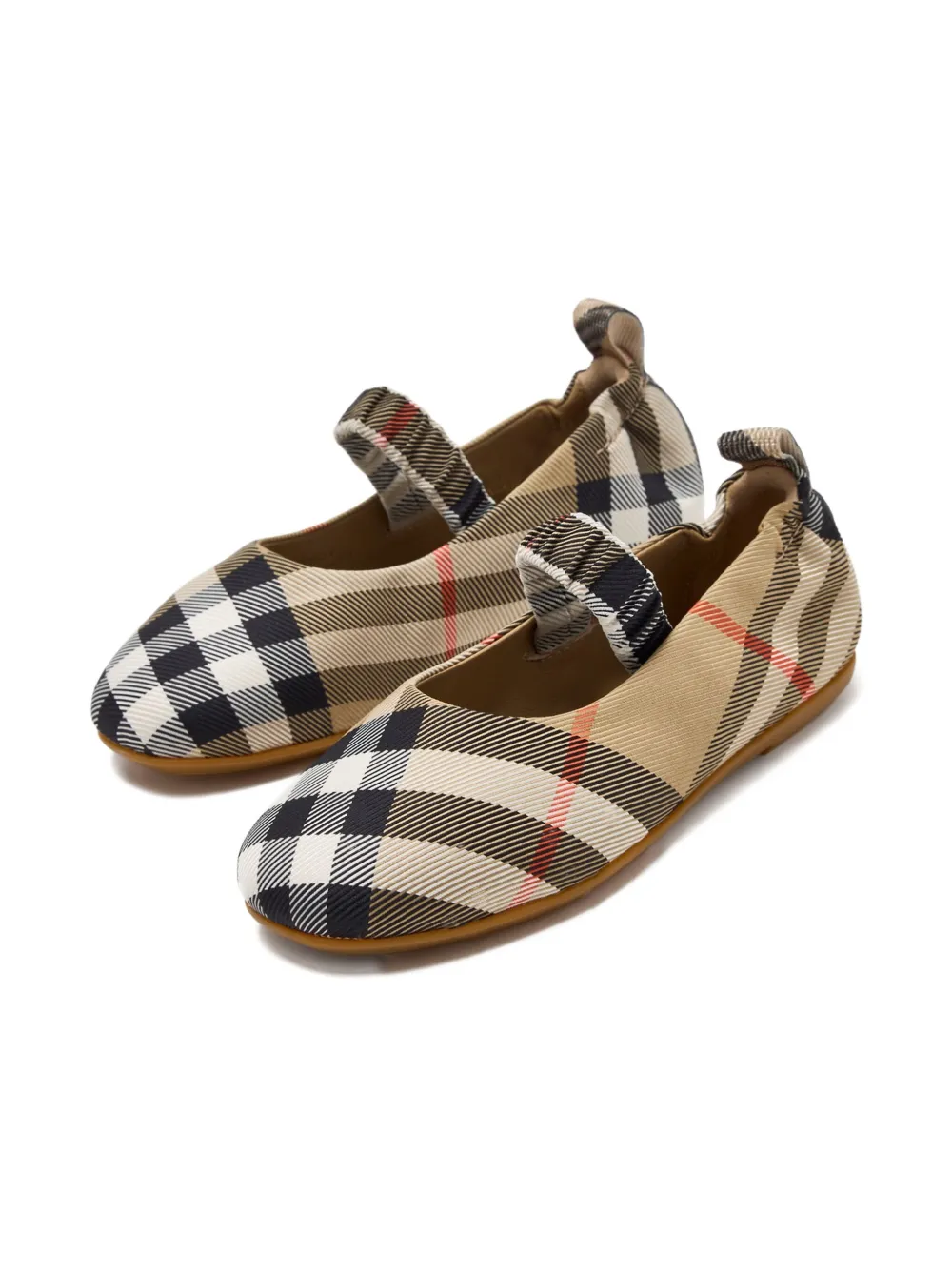 

Балетки с ремешком и клетчатым узором BURBERRY KIDS, коричневый
