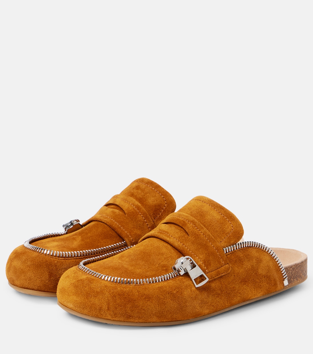 Байкерские замшевые мюли JW Anderson, желто-коричневый — фото 4