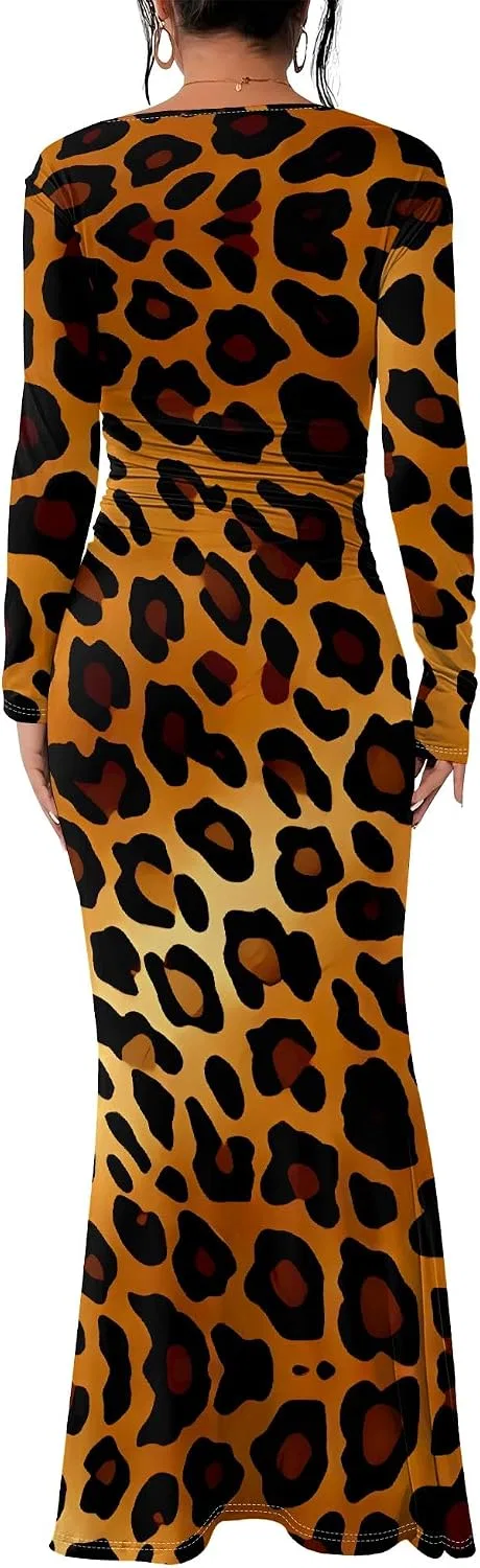 Женское платье с одним рукавом с длинным рукавом, модель One Shoulder Long Sleeve, коричневый/жёлтый — фото 2