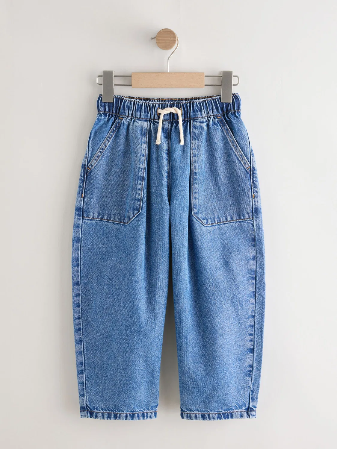 Джинсы-бананы, зауженные, Mid Blue Next