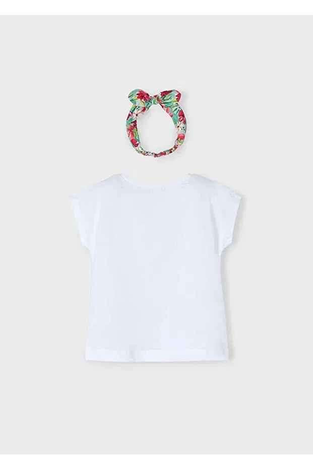 Детская футболка для девочек с принтом Summer Girl's Bandana T-Shirt Mayoral, White — фото 3