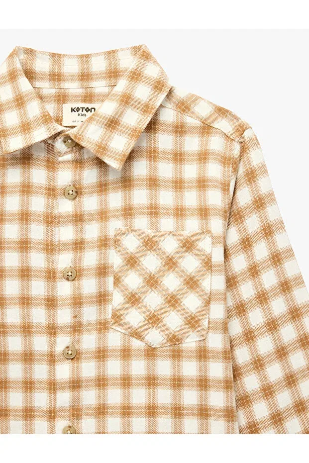 Детская рубашка для мальчиков с длинным рукавом Plaid Shirt Koton, Brown Plaid — фото 3