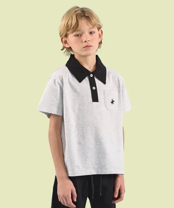 Футболка с коротким рукавом, хлопок, Beverly Hills Polo Club Kids, бело-серый