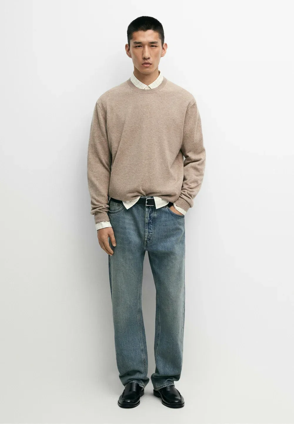 Свитер-Джемпер из 100% кашемира в рубчик Massimo Dutti, Light Brown — фото 2
