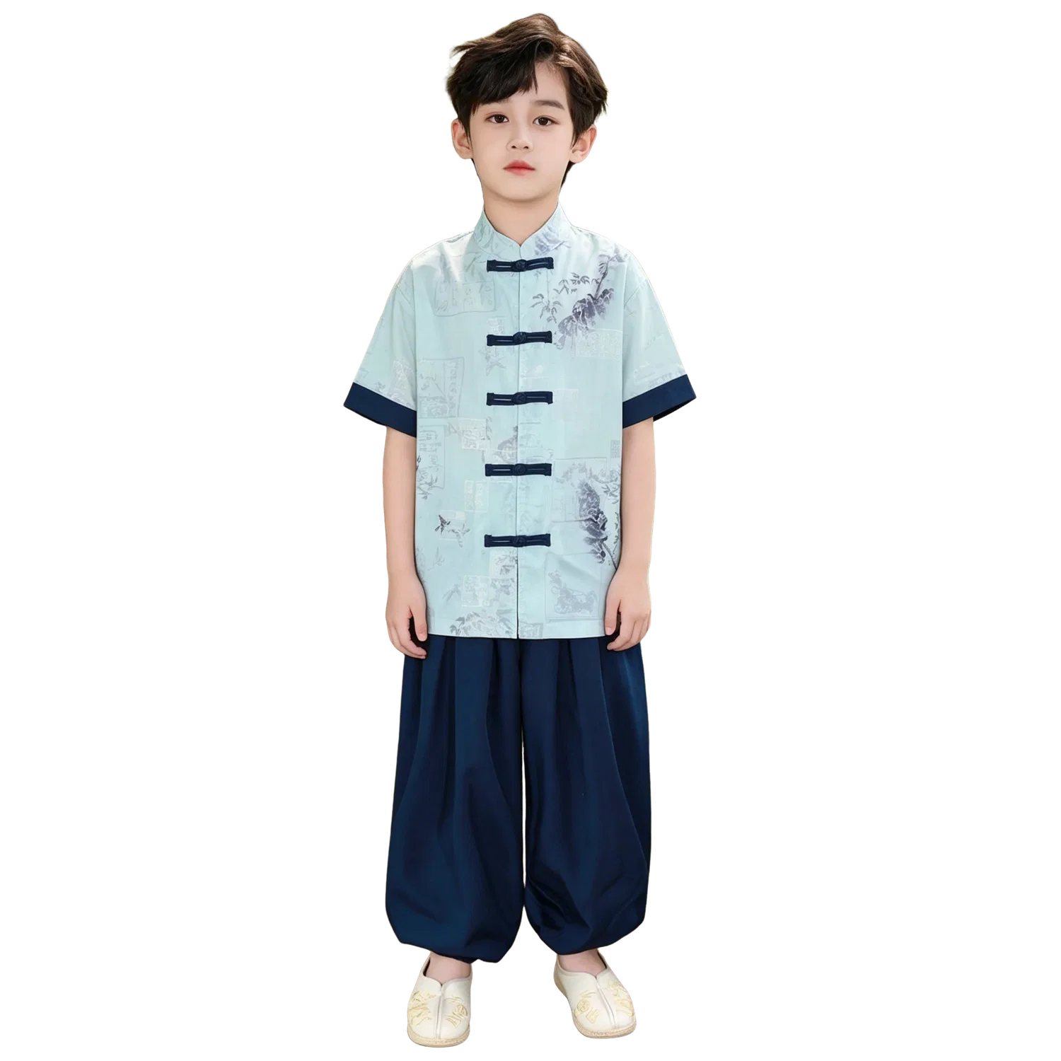 Детский комплект из футболки и шорт с принтом Lanza, Light Blue
