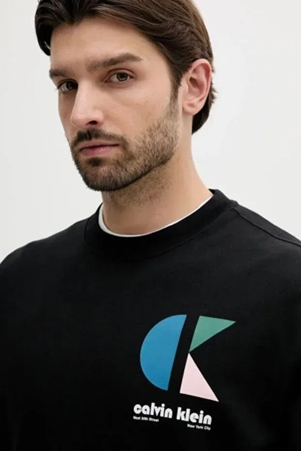 Мужские свитшот с круглым вырезом Calvin Klein, Black — фото 4
