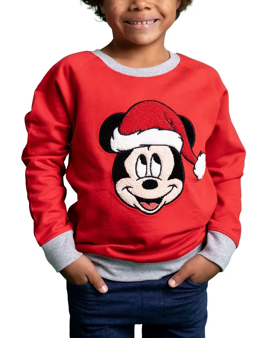 Детский свитшот с вышивкой Christmas Mickey Mouse MONICA + ANDY, красный — фото 2