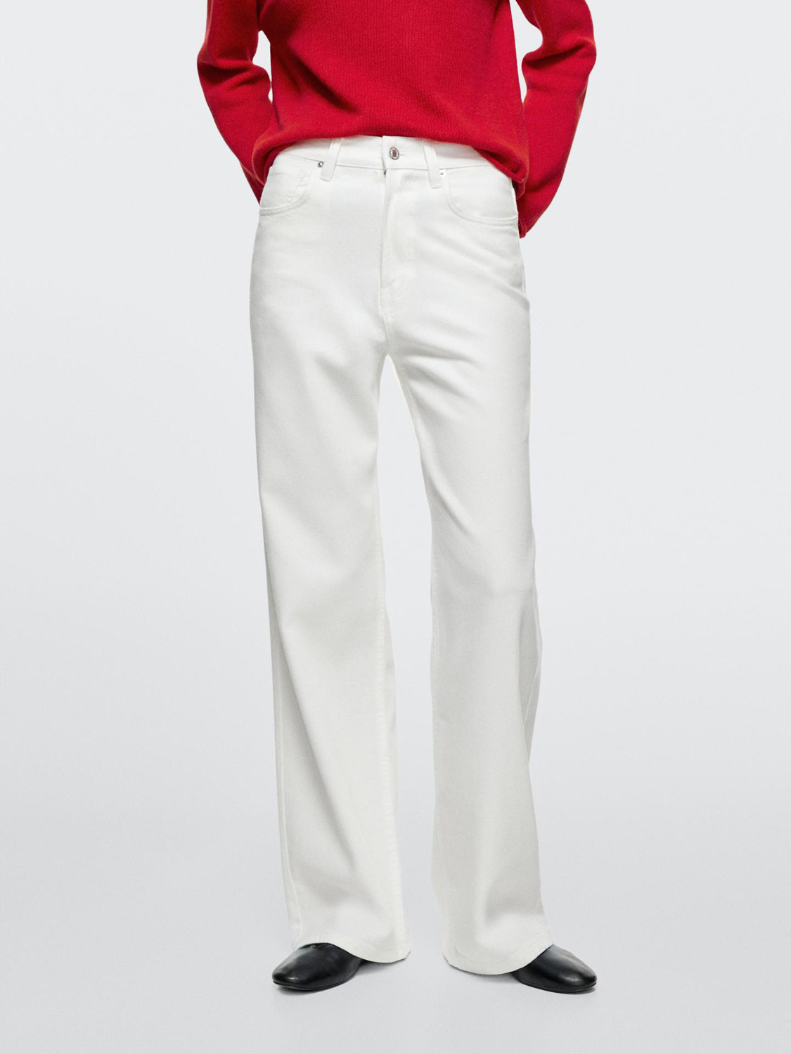 Джинсы Massimo Dutti High-Waist Wide-Leg, белый