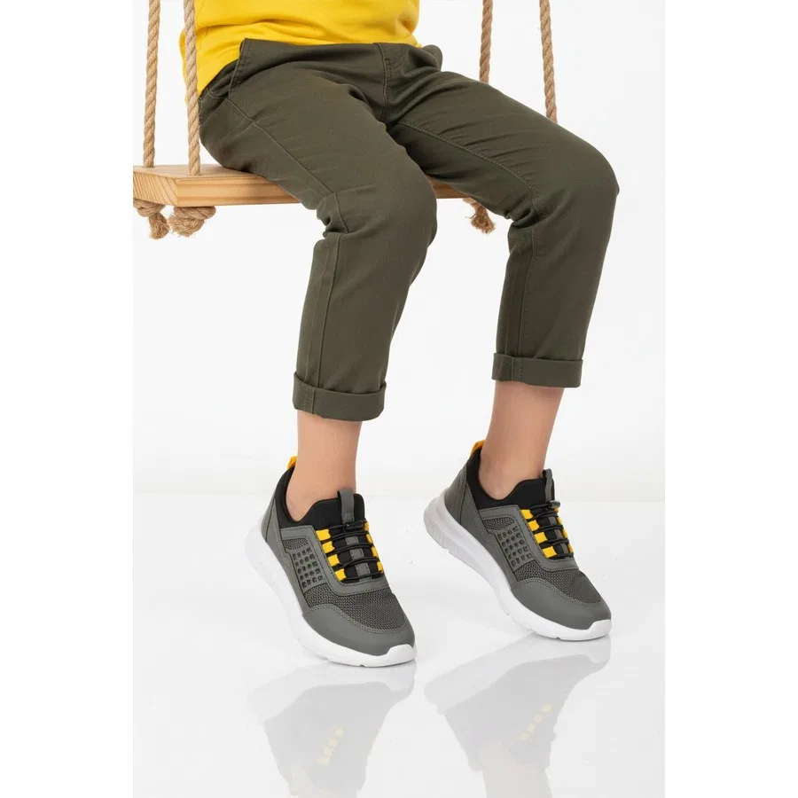 Детские спортивные кроссовки с сеткой, модель Motano F, Walkway, Хаки/Желтый