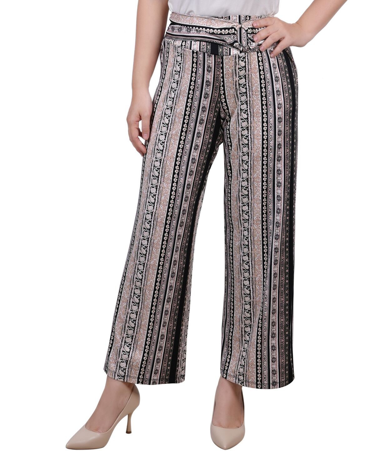 

Миниатюрные укороченные брюки без застежки с поясом NY Collection, мульти, Серый, Миниатюрные укороченные брюки без застежки с поясом NY Collection, мульти