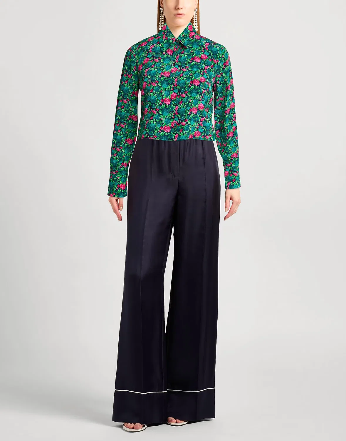 Женская рубашка с цветочным принтом Gucci, зеленый — фото 2