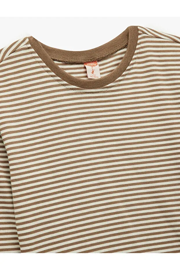 Детская футболка с длинным рукавом Koton, Coffee Striped — фото 3