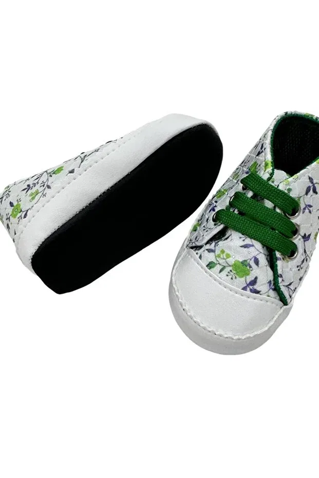 Детские для девочек туфли с цветочным принтом Glittery Flower Pattern Esterella, Green — фото 3