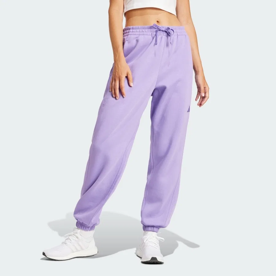 Спортивные штаны с манжетами, с полосками, модель Essentials 3-Stripes, adidas, Черно-белый