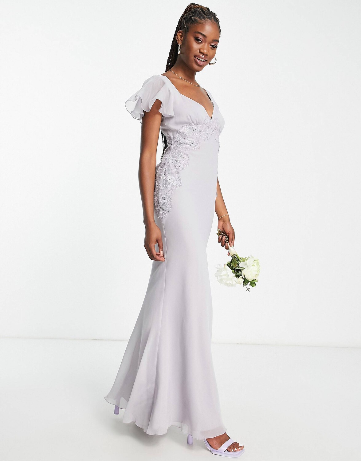 

Сиреневое платье макси с расклешенными рукавами и юбкой по косой ASOS DESIGN Bridesmaid, Фиолетовый, Сиреневое платье макси с расклешенными рукавами и юбкой по косой ASOS DESIGN Bridesmaid