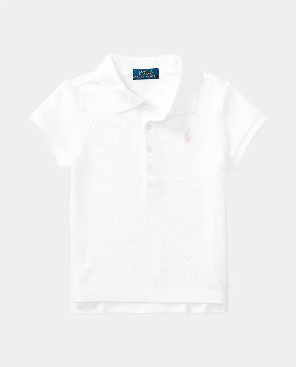 Детское поло для девочек с длинным рукавом Polo Ralph Lauren, Blanco — фото 4
