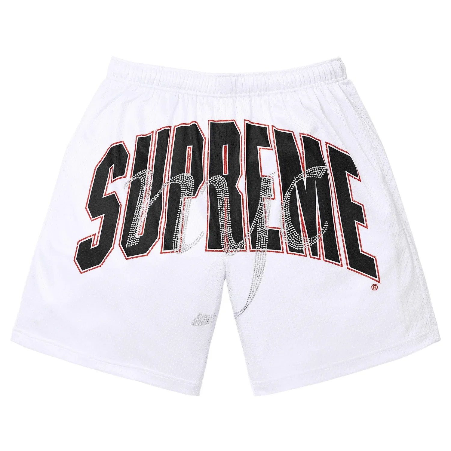 Шорты Supreme Rhinestone Mesh Short, белый