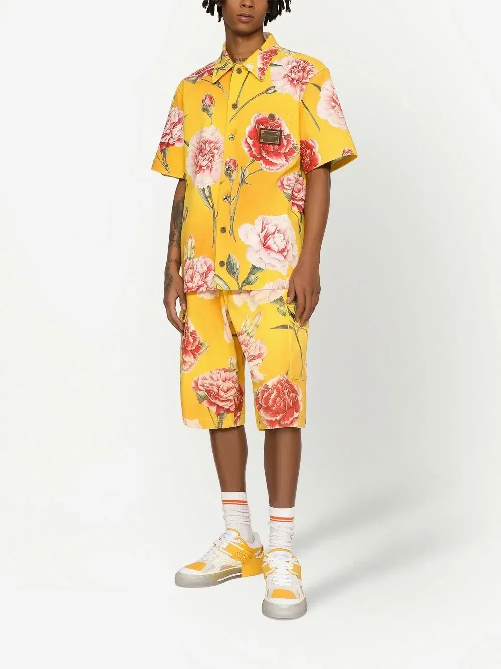 Джинсовые шорты с принтом DOLCE & GABBANA, желтый — фото 3