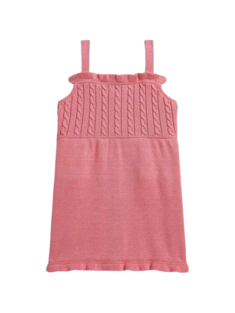 Платье фактурной вязки с оборками POLO RALPH LAUREN KIDS, розовый