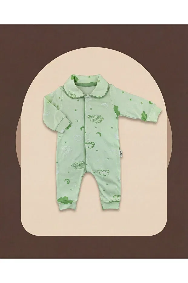 Детское боди-комбинезон для новорожденных с облачным принтом Minory Baby, Green — фото 2
