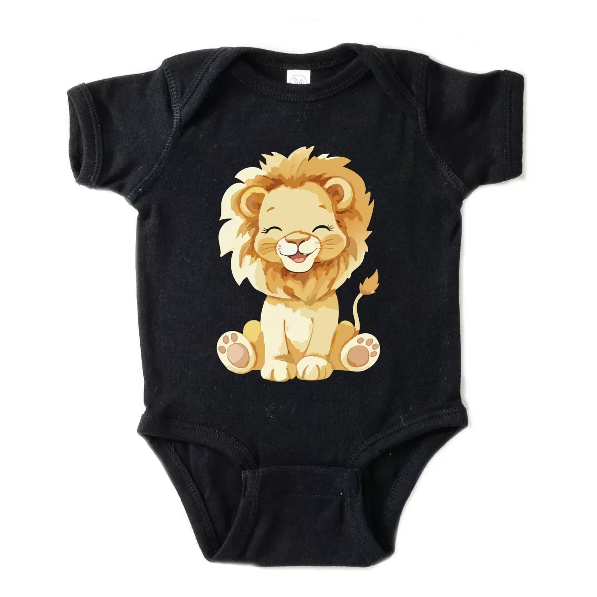 Детское боди для мальчиков с коротким рукавом с принтом Watercolor Lion The Juniper Shop, Black