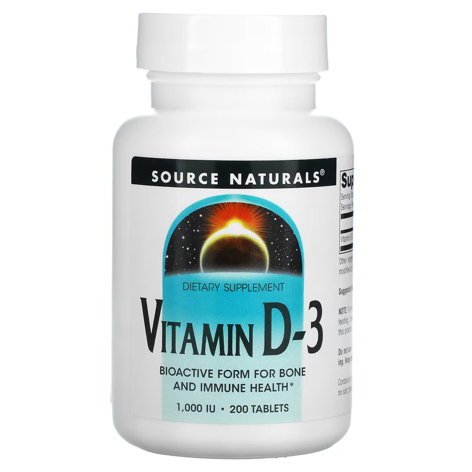 

Source Naturals, витамин D3, 1000 МЕ, 200 таблеток
