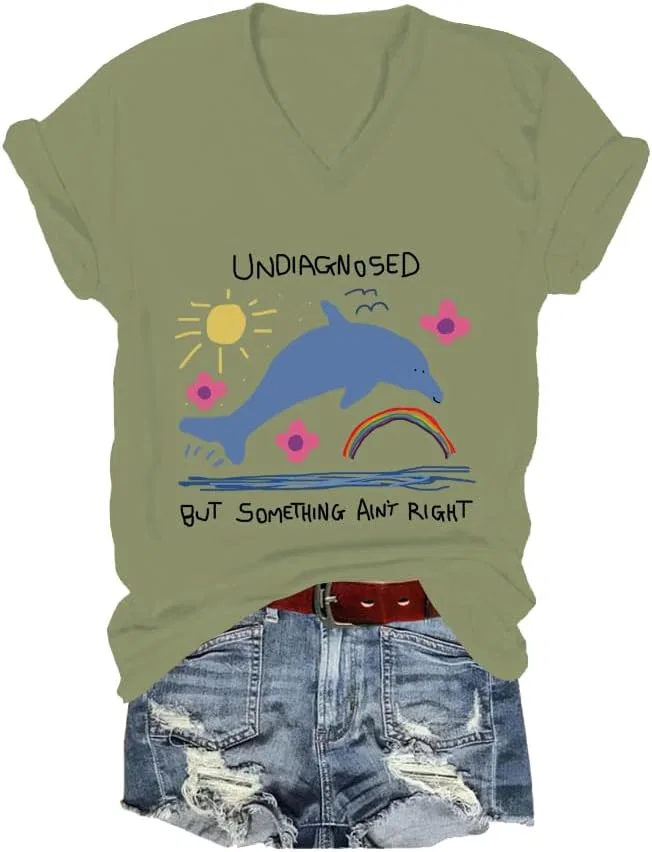 Футболка с принтом Undiagnosed But Something Ain't Right Regular Fit, Green