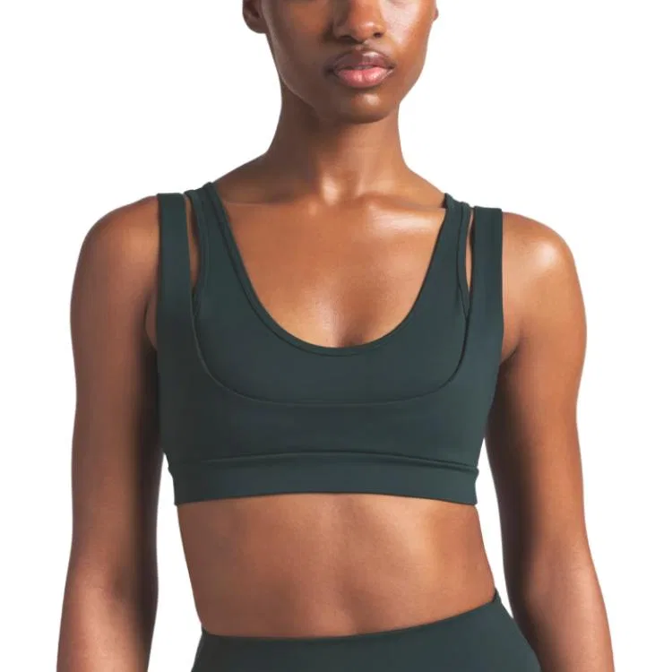 Женский спортивный бюстгальтер с двойными бретелями NikeSKIMS Matte, NSKM Dark Blue Green — фото 3