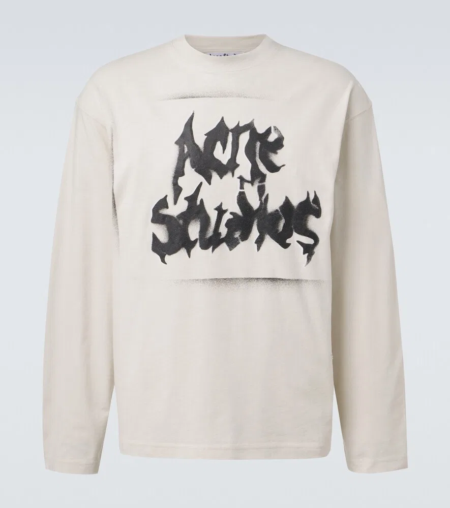 Футболка из хлопкового трикотажа с логотипом Acne Studios, белый