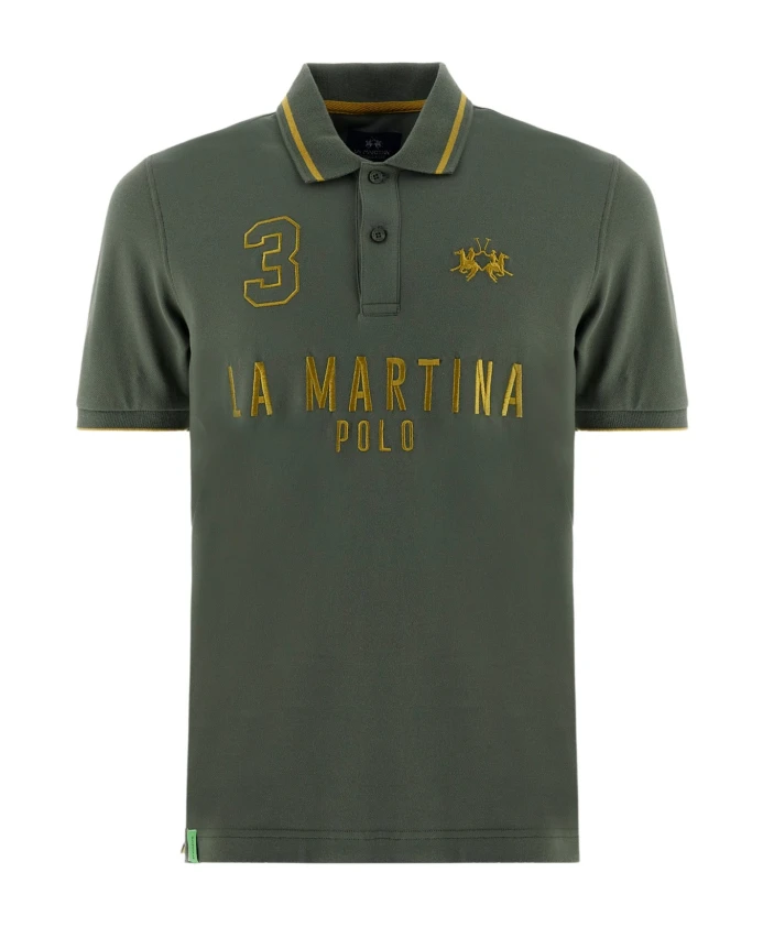 

Вышитая рубашка поло цвета хаки La Martina, зеленый