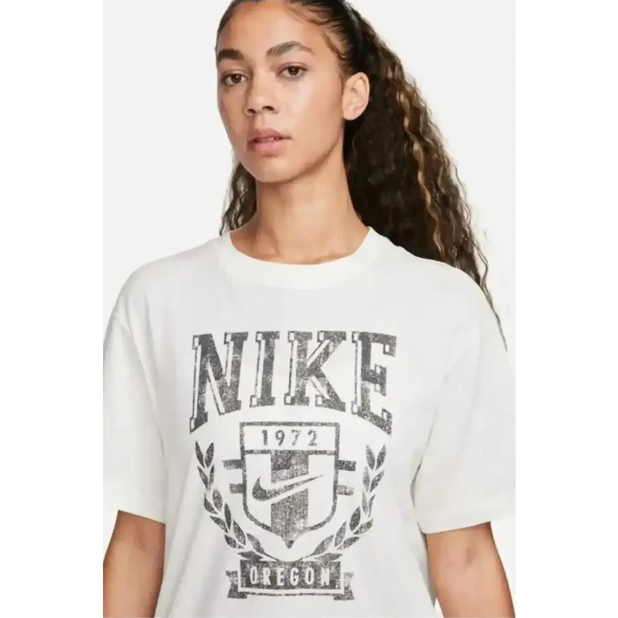 Женская футболка свободного кроя с принтом Sportswear Fleece Nike, Белый — фото 3