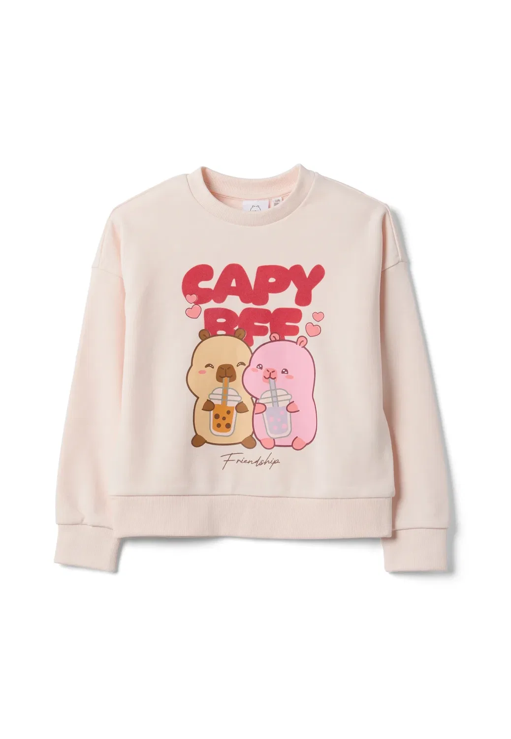 Толстовка с круглым вырезом и принтом капибары для девочек - толстовка Ovs, Baby Pink