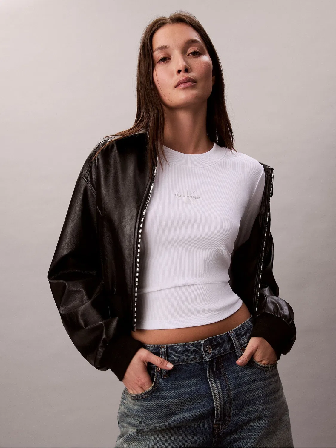 Футболка с длинным рукавом, монограмма Calvin Klein, белый — фото 3