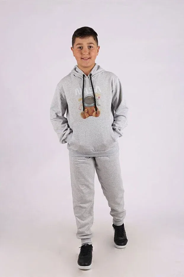 Детский спортивный комплект для мальчиков с принтом Nasa space hooded men's tracksuit set Armicem, Gray — фото 3