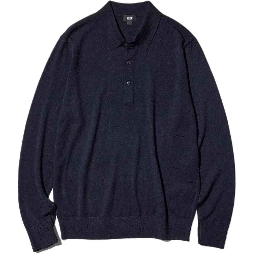 Мужской свитер с поло-воротником Marine Blue UNIQLO, Marine Blue